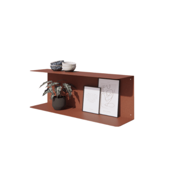 Стенен рафт от стомана - C-образна форма - 80 x 20 x 28 cm - Corten look