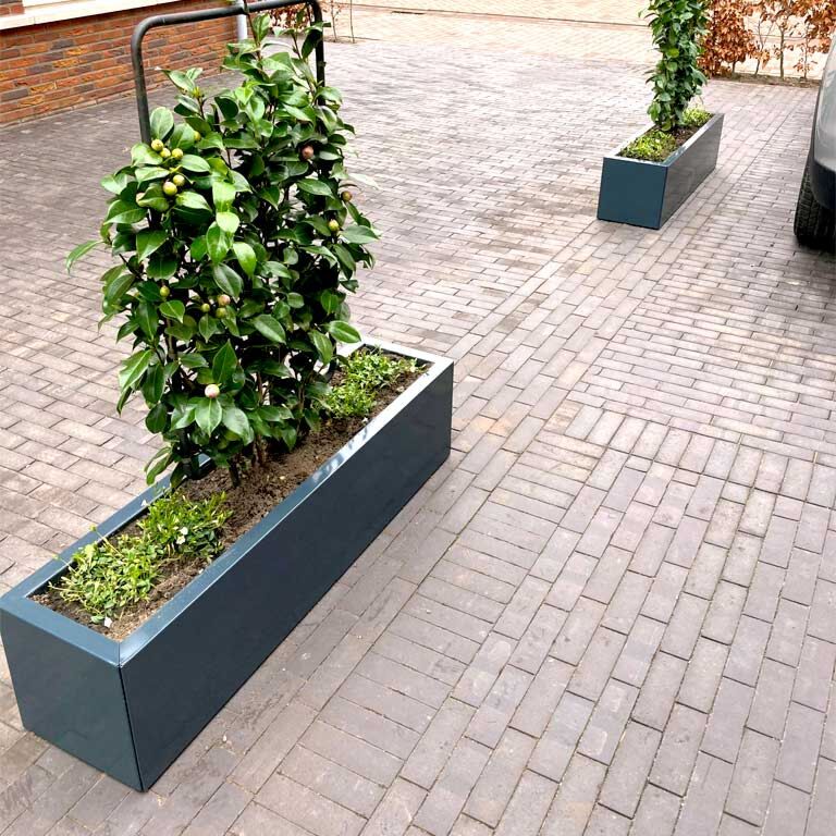 Саксия за цветя от прахово боядисана стомана Тексас 30 x 100 cm