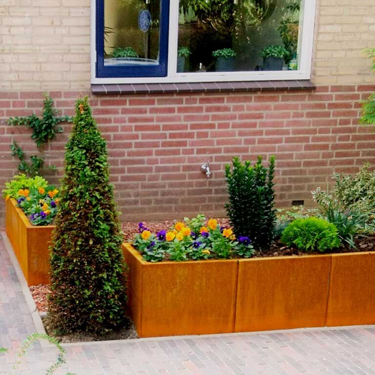Саксия за цветя от кортен стомана Тексас xxl 150 x 50 cm