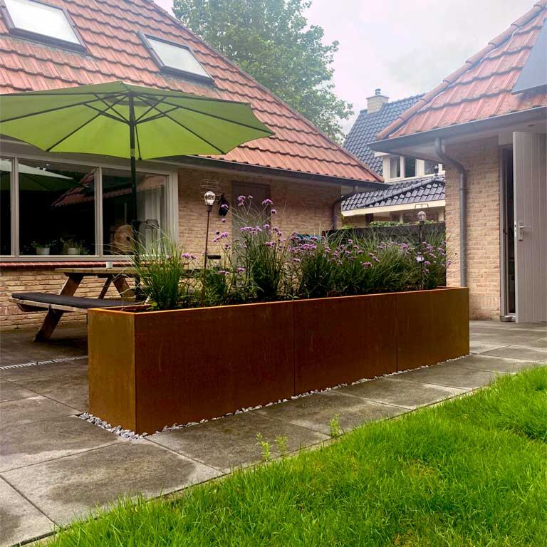 Саксия за цветя от кортен стомана Тексас xxl 300 x 50 cm
