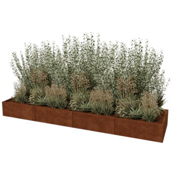 Саксия за цветя от кортен стомана Тексас xxl 320 x 80 cm