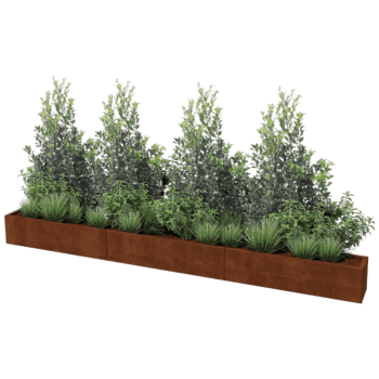 Саксия за цветя от кортен стомана Тексас xxl 360 x 30 cm
