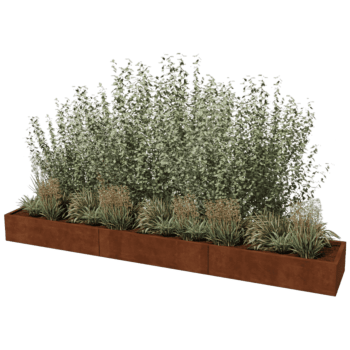 Саксия за цветя от кортен стомана Тексас xxl 360 x 60 cm