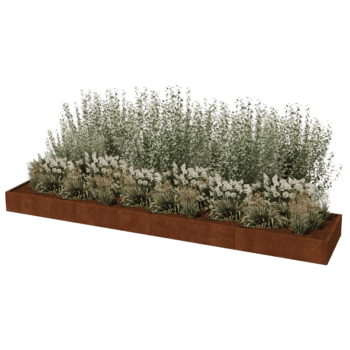 Саксия за цветя от кортен стомана Тексас xxl 480 x 100 cm
