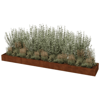 Саксия за цветя от кортен стомана Тексас xxl 480 x 80 cm