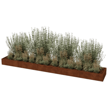 Саксия за цветя от кортен стомана Тексас xxl 500 x 80 cm