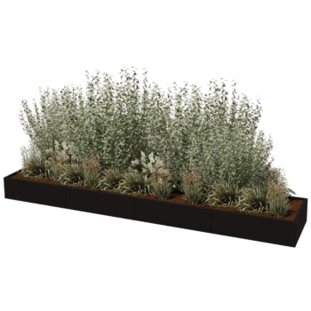 Саксия за цветя от прахово боядисана стомана Тексас xxl 400 x 80 cm