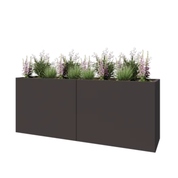 Саксии за цветя от стомана XXL - Правоъгълник - 200 x 50 x 80 cm - RAL7016 матов (антрацитено сиво) - Със основа