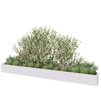 Саксии за цветя от стомана XXL - Правоъгълник - 480 x 40 x 40 cm - RAL9010 матов (бял) - Със основа