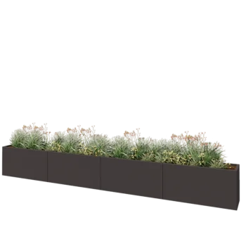 Саксии за цветя от стомана XXL - Правоъгълник - 480 x 40 x 60 cm - RAL7016 матов (антрацитено сиво) - Със основа