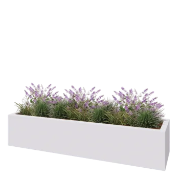 Саксия от фибростъкло - Правоъгълник - 200 x 50 x 40 см - RAL9010 мат (бяло) - С дъно