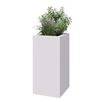 Саксия от фибростъкло - Квадрат - 50 x 50 x 100 см - RAL9010 мат (бяло) - С дъно