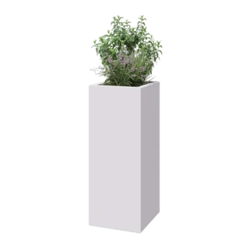 Саксия от фибростъкло - Квадрат - 40 x 40 x 100 см - RAL9010 мат (бяло) - С дъно