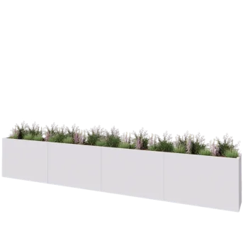 Саксии за цветя от стомана XXL - Правоъгълник - 480 x 40 x 80 cm - RAL9010 матов (бял) - Със основа