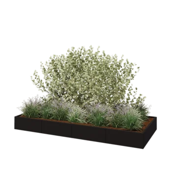 Саксии за цветя от стомана XXL - Правоъгълник - 320 x 120 x 30 cm - RAL9005 матов (черен) - без основа