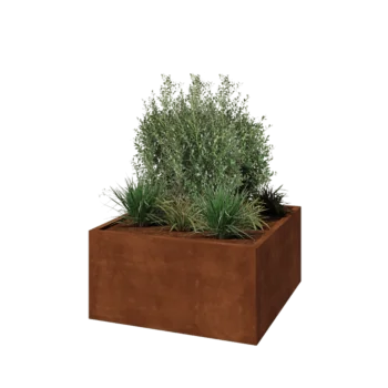 Саксии за цветя от кортенова стомана - Квадрат - 100 x 100 x 50 cm - без основа