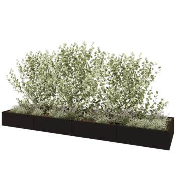 Саксии за цветя от стомана XXL - Правоъгълник - 480 x 120 x 40 cm - RAL9005 матов (черен) - без основа