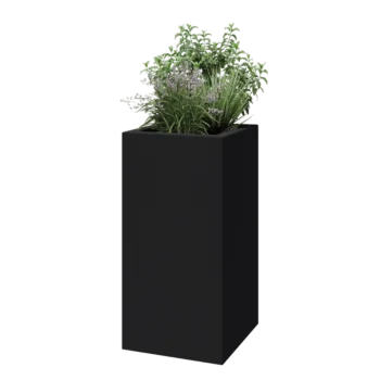 Саксия от фибростъкло - Квадрат - 50 x 50 x 100 см - RAL7021 мат (черно сиво) - С дъно