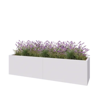 Саксии за цветя от стомана XXL - Правоъгълник - 200 x 50 x 50 cm - RAL9010 матов (бял) - без основа