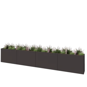 Саксии за цветя от стомана XXL - Правоъгълник - 480 x 40 x 80 cm - RAL7016 матов (антрацитено сиво) - Със основа