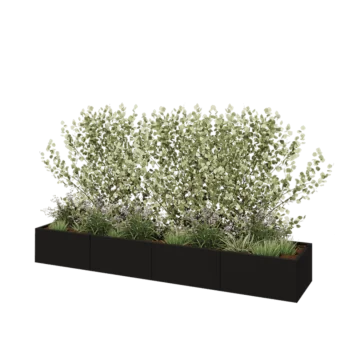 Саксии за цветя от стомана XXL - Правоъгълник - 320 x 60 x 40 cm - RAL9005 матов (черен) - без основа