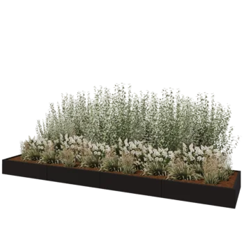 Саксии за цветя от стомана XXL - Правоъгълник - 480 x 100 x 30 cm - RAL9005 матов (черен) - без основа