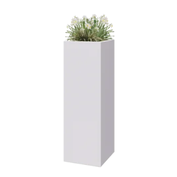 Саксия от фибростъкло - Квадрат - 40 x 40 x 120 см - RAL9010 мат (бяло) - С дъно