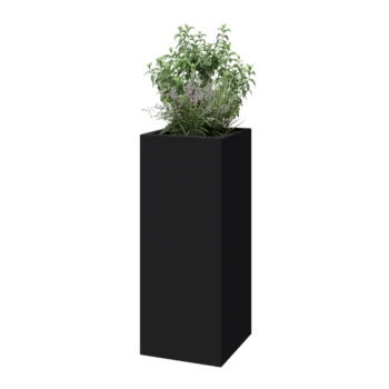 Саксия от фибростъкло - Квадрат - 40 x 40 x 100 см - RAL7021 мат (черно сиво) - С дъно