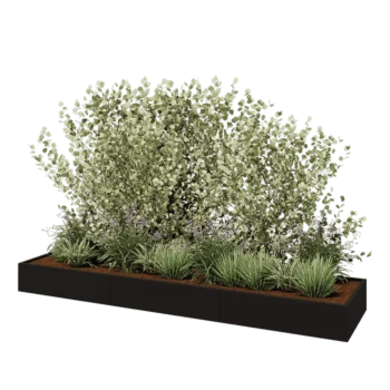 Саксии за цветя от стомана XXL - Правоъгълник - 360 x 80 x 30 cm - RAL9005 матов (черен) - без основа