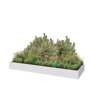 Саксии за цветя от стомана XXL - Правоъгълник - 320 x 100 x 30 cm - RAL9010 матов (бял) - Със основа