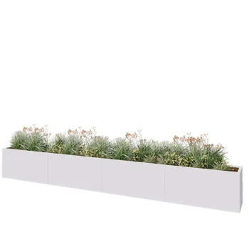 Саксии за цветя от стомана XXL - Правоъгълник - 480 x 40 x 60 cm - RAL9010 матов (бял) - Със основа