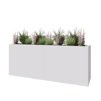 Саксии за цветя от стомана XXL - Правоъгълник - 200 x 50 x 80 cm - RAL9010 матов (бял) - без основа
