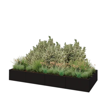 Саксии за цветя от стомана XXL - Правоъгълник - 320 x 120 x 40 cm - RAL9005 матов (черен) - без основа