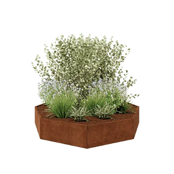 Саксии за цветя от кортенова стомана - Осмоъгълник - 241,4 x 241,4 x 40 cm - без основа