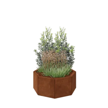 Саксии за цветя от кортенова стомана - Осмоъгълник - 72,4 x 72,4 x 30 cm - без основа