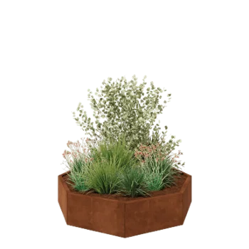 Саксии за цветя от кортенова стомана - Осмоъгълник - 144,9 x 144,9 x 30 cm - без основа