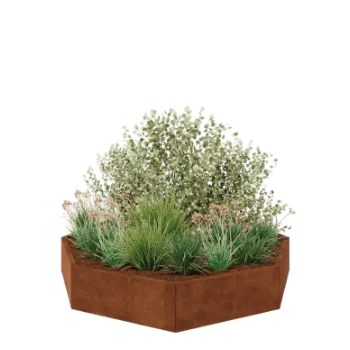 Саксии за цветя от кортенова стомана - Осмоъгълник - 193,1 x 193,1 x 30 cm - без основа