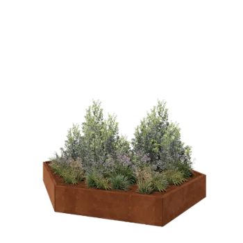 Саксии за цветя от кортенова стомана - Шестоъгълник - 239,3 x 207,8 x 30 cm - без основа