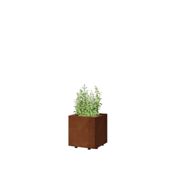 Саксии за цветя от кортенова стомана - Квадрат - 30 x 30 x 30 cm - Със основа - Със крака