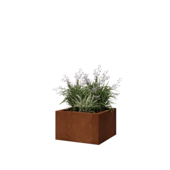 Саксии за цветя от кортенова стомана - Квадрат - 50 x 50 x 30 cm - Със основа