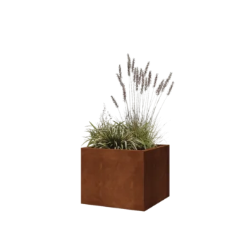 Саксии за цветя от кортенова стомана - Квадрат - 50 x 50 x 40 cm - Със основа