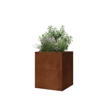 Саксии за цветя от кортенова стомана - Квадрат - 50 x 50 x 60 cm - Със основа
