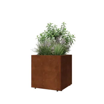 Саксии за цветя от кортенова стомана - Квадрат - 60 x 60 x 60 cm - Със основа - Със крака