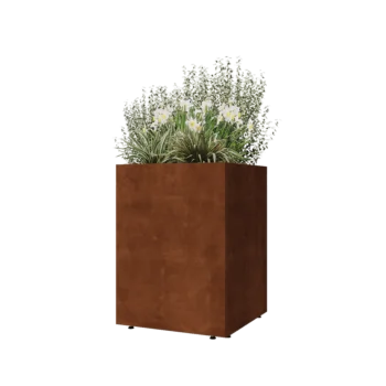 Саксии за цветя от кортенова стомана - Квадрат - 60 x 60 x 80 cm - Със основа - Със крака