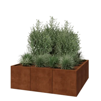 Саксии за цветя от кортенова стомана XXL - Квадрат - 150 x 150 x 50 cm - без основа