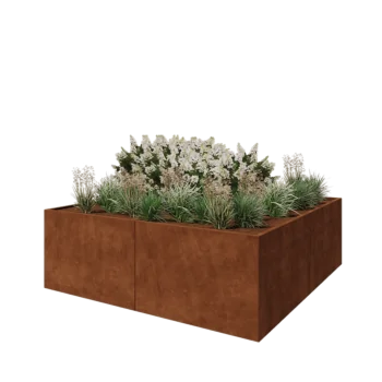 Саксии за цветя от кортенова стомана XXL - Квадрат - 240 x 240 x 80 cm - без основа