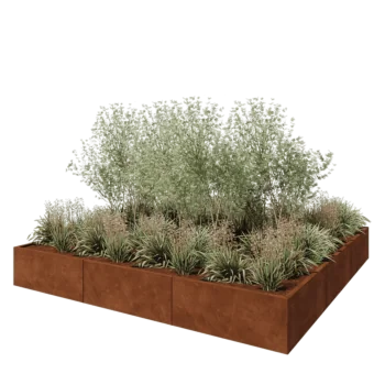 Саксии за цветя от кортенова стомана XXL - Квадрат - 300 x 300 x 40 cm - без основа