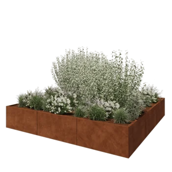 Саксии за цветя от кортенова стомана XXL - Квадрат - 300 x 300 x 50 cm - без основа