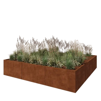 Саксии за цветя от кортенова стомана XXL - Квадрат - 300 x 300 x 60 cm - без основа