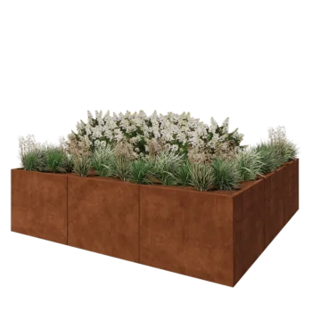 Саксии за цветя от кортенова стомана XXL - Квадрат - 300 x 300 x 80 cm - без основа